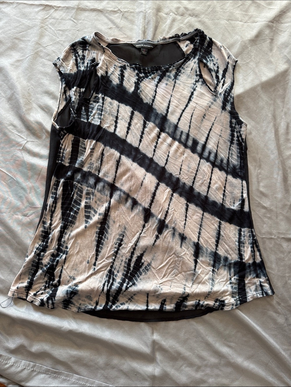 Rock and republic Tie-Dye Sleeveless Top - Black & Cream